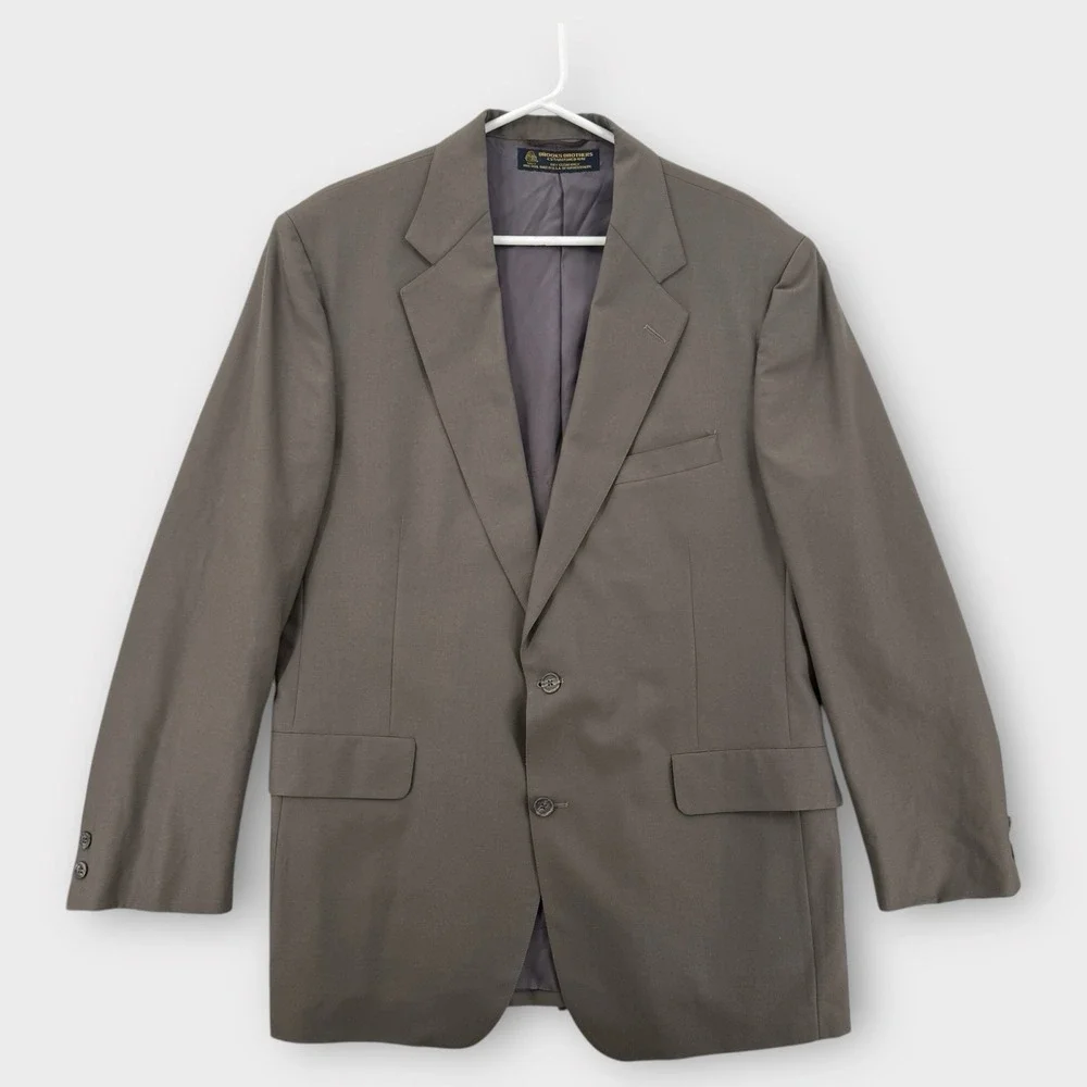 Vintage Brooks Brothers Blazer Mens‎ 43 Long Two Button Wool Brown Jacket USA